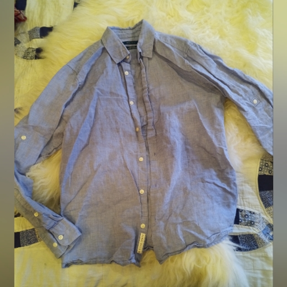 Perry Ellis Linen/Cotton Blend Button Down Women's S